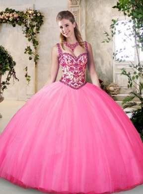 Elegant Straps Beading Quinceanera Gowns with Appliques