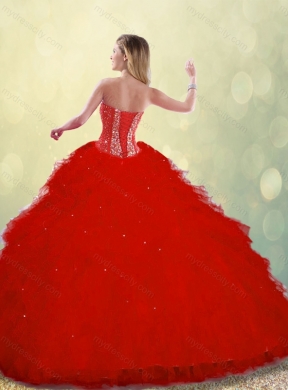 Hot Sale Red Detachable Sweet 16 Dresses with Ruffles and Beading