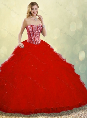 Hot Sale Red Detachable Sweet 16 Dresses with Ruffles and Beading