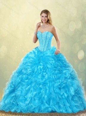 Latest Aqua Blue Detachable Quinceanera Dresses with Beading