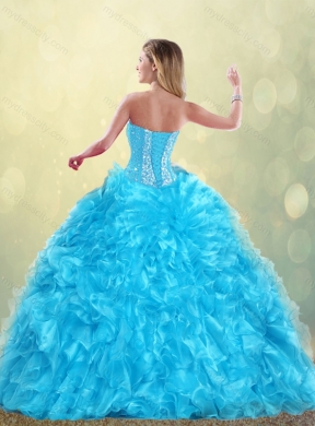 Latest Aqua Blue Detachable Quinceanera Dresses with Beading