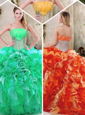 Luxurious Strapless Quinceanera Dresses with Sequins and Ruffles