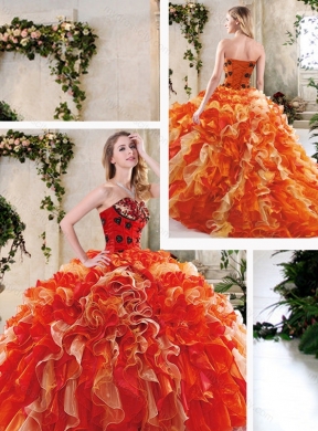 2016 Perfect Multi Color Quinceanera Gowns with Beading and Ruffles