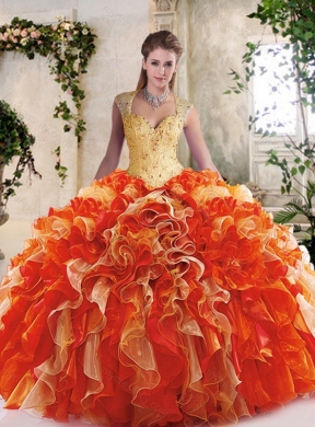 2016 Pretty Multi Color Quinceanera Gowns with Beading and Ruffles