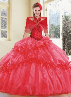 Elegant Halter Top Quinceanera Dresses with Appliques and Ruffles