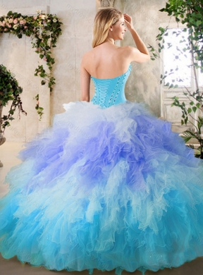 Latest Beading and Ruffles Quinceanera Gowns in Multi Color