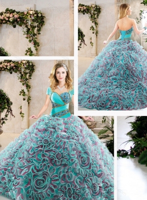 Latest Brush Train Quinceanera Gowns with Beading and Ruffles