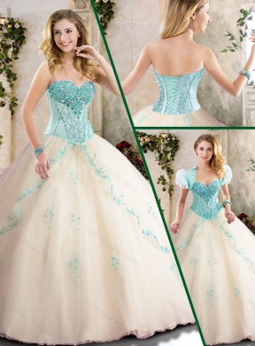 Latest Champagne Quinceanera Gowns with Appliques