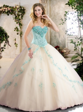 Latest Champagne Quinceanera Gowns with Appliques