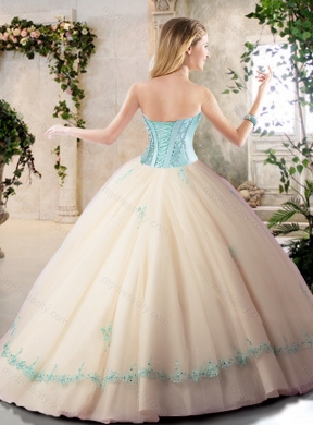 Latest Champagne Quinceanera Gowns with Appliques