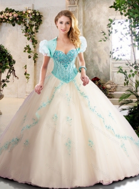 Latest Champagne Quinceanera Gowns with Appliques