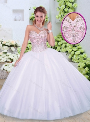 Luxurious Sweetheart Beading Quinceanera Dresses in White