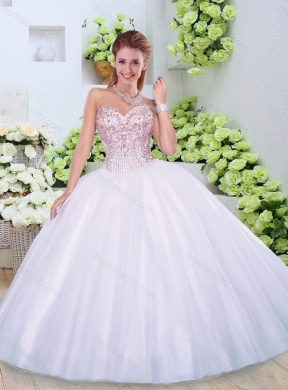 Luxurious Sweetheart Beading Quinceanera Dresses in White