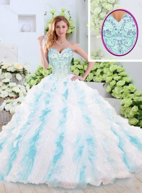 Popular Beading and Ruffles Quinceanera Dresses with Brush Train