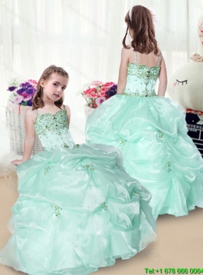 Elegant Beading and Appliques Little Girl Party Dresses in Apple Green