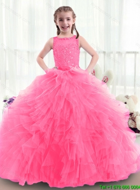 Latest Bateau Mini Girls Party Dresses with Ruffles and Beading