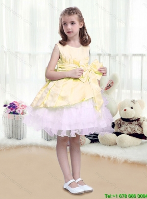 2015 Fall Perfect A Line Scoop Sashes and Bowknot Flower Girl Dresses