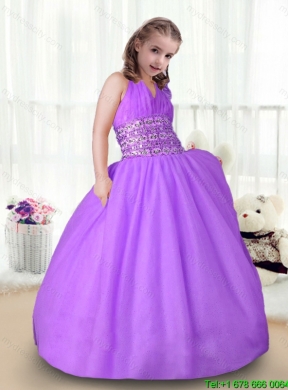 Latest Halter Top Little Girl Pageant Gowns with Beading