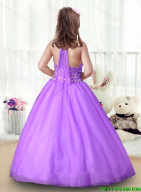 Latest Halter Top Little Girl Pageant Gowns with Beading