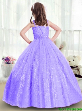 Popular Sequins and Beading Mini Flower Girl Dresses in Lavender