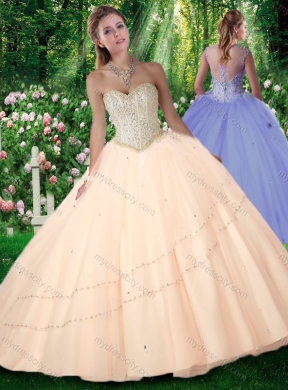 Champagne 2016 New Style Puffy Sweetheart Beading Quinceanera Gowns