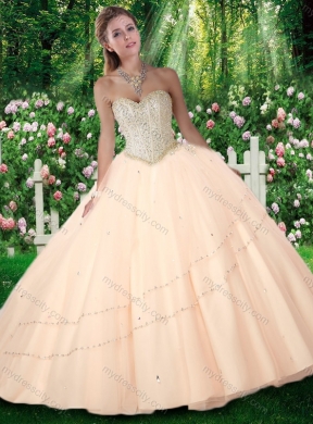 Champagne 2016 New Style Puffy Sweetheart Beading Quinceanera Gowns