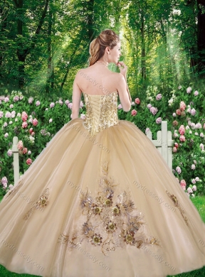 Champagne Perfect Ball Gown Beading Quinceanera Dresses with for all