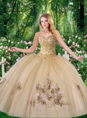 Champagne Perfect Ball Gown Beading Quinceanera Dresses with for all