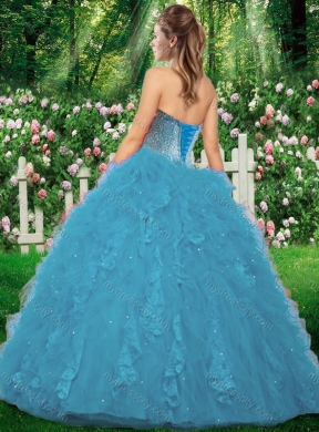 Cheap Champagne Ball Gown Beading and Ruffles Sweet 16 Gowns for Fall