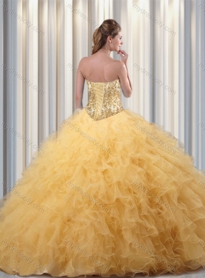 Exclusive Ball Gown Sweet 16 Dresses with Beading and Ruffles in Champagne