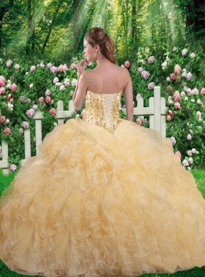 Cheap Champagne Ball Gown 2016 Quinceanera Gowns