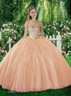 Cheap Champagne Ball Gown Sweetheart Beading  Sweet 16 Dresses