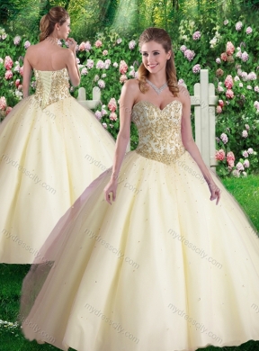 Cheap Champagne Ball Gown Sweetheart Quinceanera Dresses