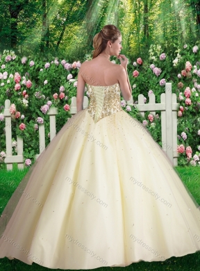 Cheap Champagne Ball Gown Sweetheart Quinceanera Dresses