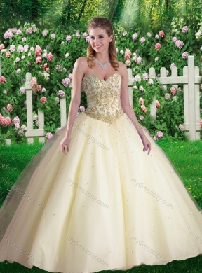 Cheap Champagne Ball Gown Sweetheart Quinceanera Dresses