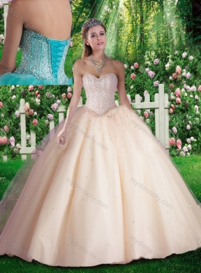 Cheap Champagne Beading Quinceanera Dresses for 16 brithday Party