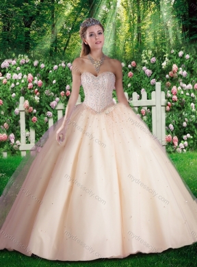 Cheap Champagne Beading Quinceanera Dresses for 16 brithday Party