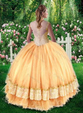 Pretty Champagne  Ball Gown Quinceanera Dresses with Beading and Appliques