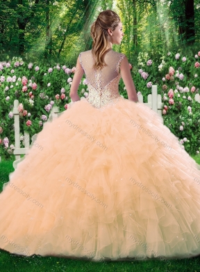 Pretty Champagne  Ball Gown  Quinceanera Dresses with Beading and Ruffles