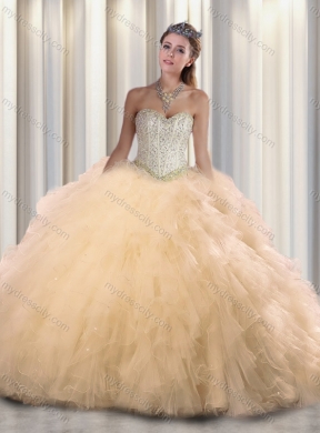 2016  Pretty Champagne Sweetheart Beading Quinceanera Dresses