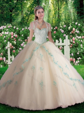 Pretty Champagne  Quinceanera Dresses with Beading and Appliques