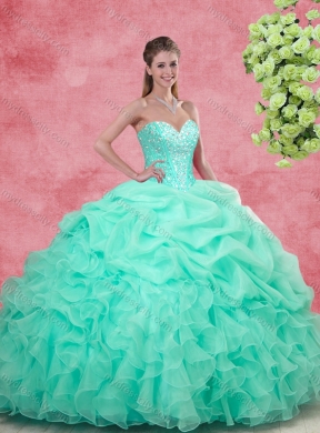 Gorgeous Ball Gown Beading Princesita with Quinceanera Dress in Apple Green for 2016