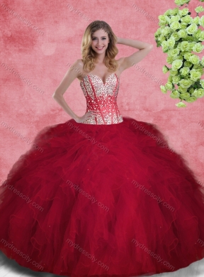 Hot Sale Wine Red Princesita with Quinceanera Dress with Beading and Ruffles