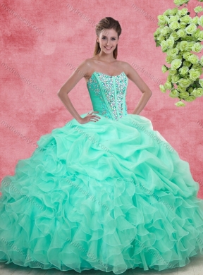 Pretty Ball Gown Sweetheart Beading Princesita with Quinceanera Dress in Apple Green for Spring