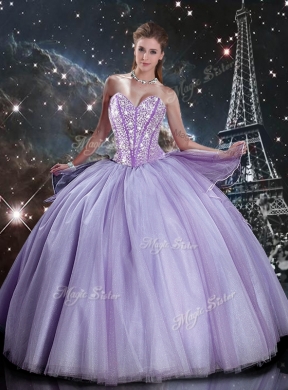 Sweet Ball Gown Beading Princesita with Quinceanera Dress in Lavender