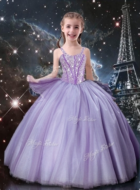 Sweet Ball Gown Beading Princesita with Quinceanera Dress in Lavender