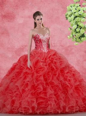 Wonderfu Floor Length  Princesita with Quinceanera Dress with Beading and Ruffles for Winter