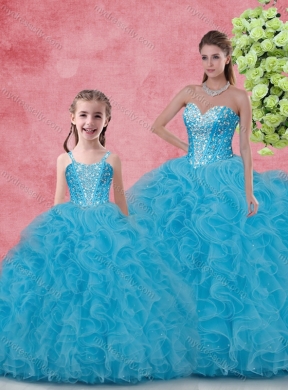 Wonderfu Floor Length  Princesita with Quinceanera Dress with Beading and Ruffles for Winter