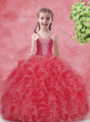 Wonderful Ball Gown Sweetheart Beading Princesita with Quinceanera Dress in Coral Red