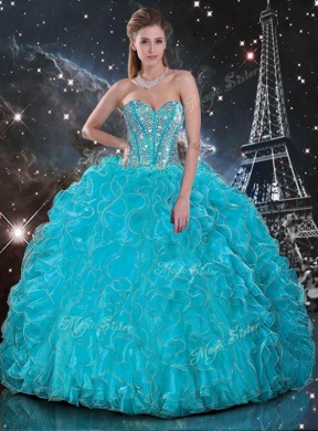 2016 Luxurious Ball Gown Princesita with Quinceanera Dress with Beading in Baby Blue